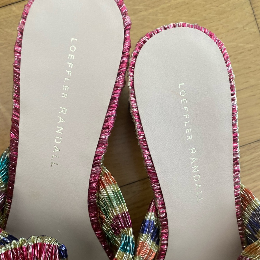 NWOT Loeffler Randall Multicolor Bow Mules 8 - Picture 9 of 9